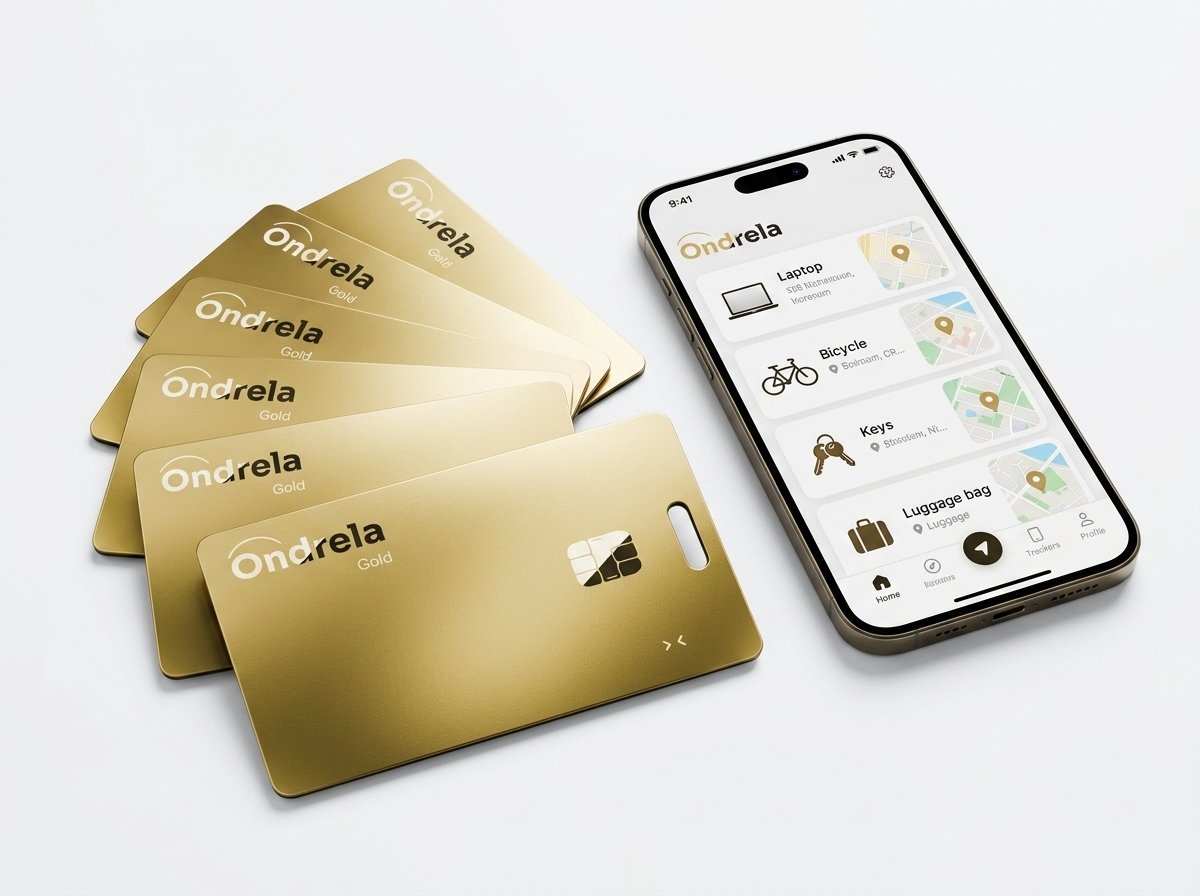 Bundel Ondrela gouden trackerkaarten met telefoon